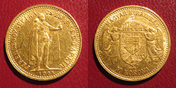 Zlatnik ; 10 korona , Madžarska