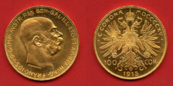 Zlatnik ; 100 Corona ; 1915.